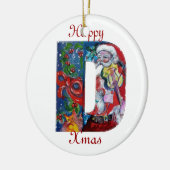 XMAS D LETTER/SANTA CLAUS MET VIOLIN MONOGRAM KERAMISCH ORNAMENT (Links)