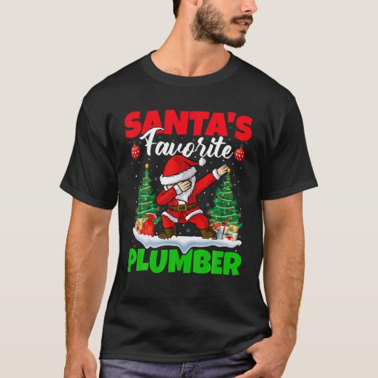 Xmas Dabbing Santa's Favorite Plumber Christmas T-shirt (Voorkant)