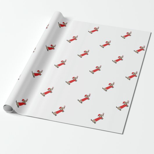 Xmas dachshund cadeaupapier (Uitgerold)