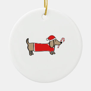 Xmas dachshund keramisch ornament