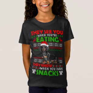 Xmas Dachshund Santa zien ze je als je Eati bent T-shirt