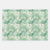 Xmas Daisy Flowers Winter Pattern Inpakpapier Vel (Voorkant 3)