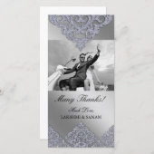 Xmas Dank u Photocard Indian Damask Silver Bedankkaart (Voorkant / Achterkant)