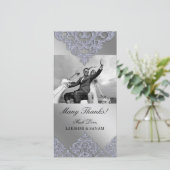 Xmas Dank u Photocard Indian Damask Silver Bedankkaart (Staand voorkant)