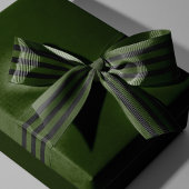 Xmas Dark Green en Black Striped Grosgrain Lint