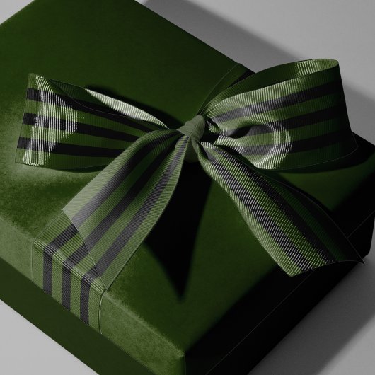 Xmas Dark Green en Black Striped Grosgrain Lint