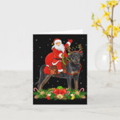 Xmas Decor Funny Santa Riding Rottweiler Dog Chris Kaart (Gele Bloem)