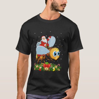 Xmas Decor Lights Funny Santa Rijdende Hommel Chri T-shirt