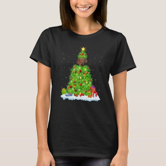 Xmas Decorations Lights Santa Coonhound Dog Christ T-shirt (Voorkant)