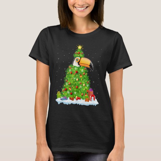 Xmas Decorations Lights Santa Hornbill Bird Christ T-shirt (Voorkant)
