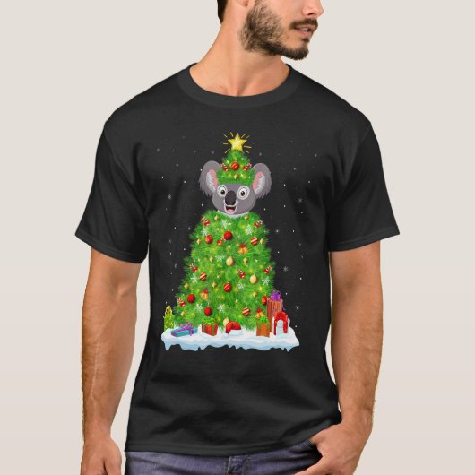 Xmas Decorations Lights Santa Koala Christmas Tree T-shirt (Voorkant)