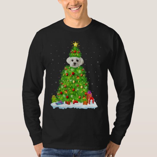 Xmas Decorations Lights Santa Maltese Dog Christma T-shirt (Voorkant)