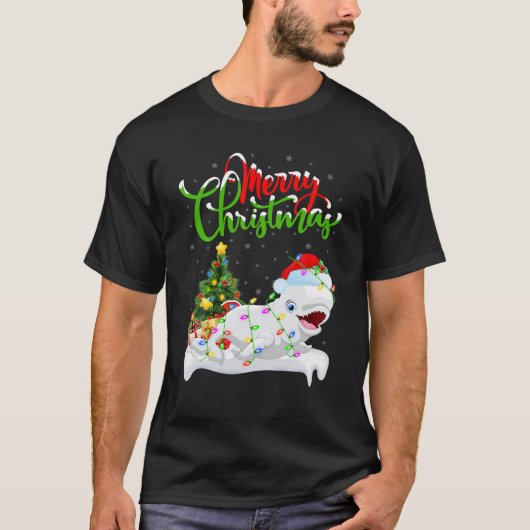 Xmas Decorations Santa Beluga Whale Christmas T-shirt (Voorkant)