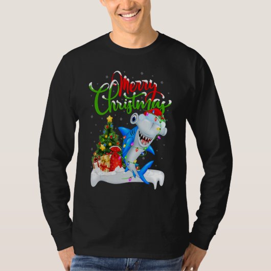 Xmas Decorations Santa Hammerhead Shark Christmas T-shirt (Voorkant)