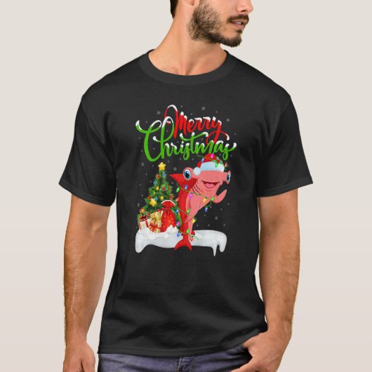 Xmas Decorations Santa Hammerhead Shark Christmas T-shirt (Voorkant)