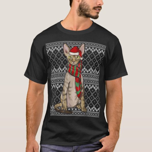 Xmas Devon Rex Cat Santa Claus Pet Ugly T-shirt (Voorkant)