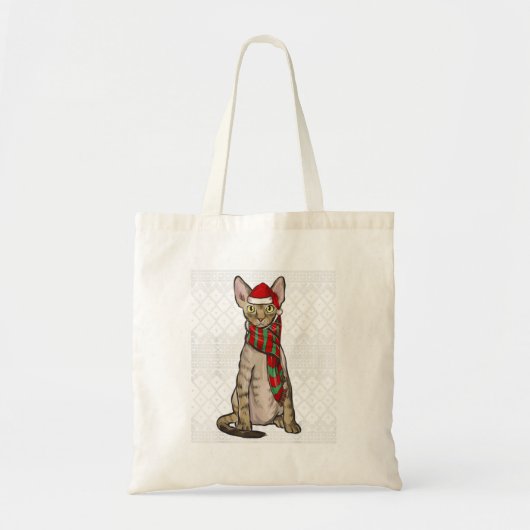 Xmas Devon Rex Cat Santa Claus Pet Ugly Tote Bag (Voorkant)