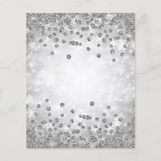 Xmas Dinner Party Silver Winter Diamonds Glitter Flyer (Achterkant)