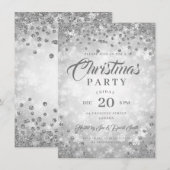 Xmas Dinner Party Silver Winter Diamonds Glitter Kaart (Voorkant / Achterkant)