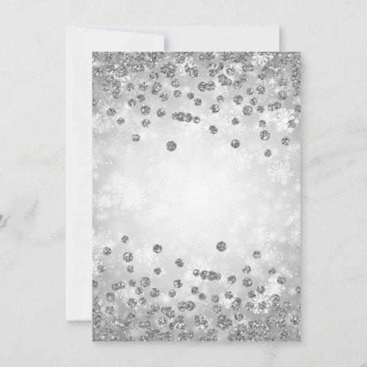 Xmas Dinner Party Silver Winter Diamonds Glitter Kaart (Achterkant)