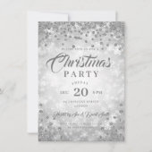 Xmas Dinner Party Silver Winter Diamonds Glitter Kaart (Voorkant)