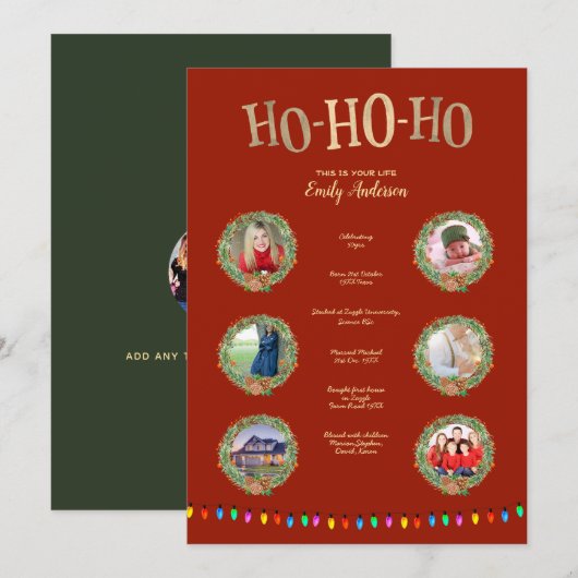 XMAS DIT IS UW LEVEN-TOEVOEGDE FOTO'S + MILESTONEN KAART (Voorkant / Achterkant)