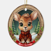 Xmas Doe Festive Holiday Wooden Rustic Pine 🦌🎄 Keramisch Ornament (Links)