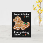 Xmas Dog Gingerbread Sugar Spice Christmas Cookie Kaart (Gele Bloem)
