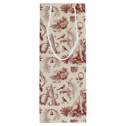 Xmas Dog Letter A Golden Retriever Wine Bag Wijn Cadeautas (Achterkant)