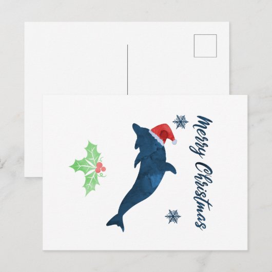Xmas Dolphin Briefkaart (Voorkant / Achterkant)