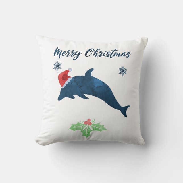 Xmas Dolphin Kussen (Voorkant)