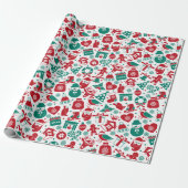 Xmas Doodle Patroon Cadeaupapier (Uitgerold)