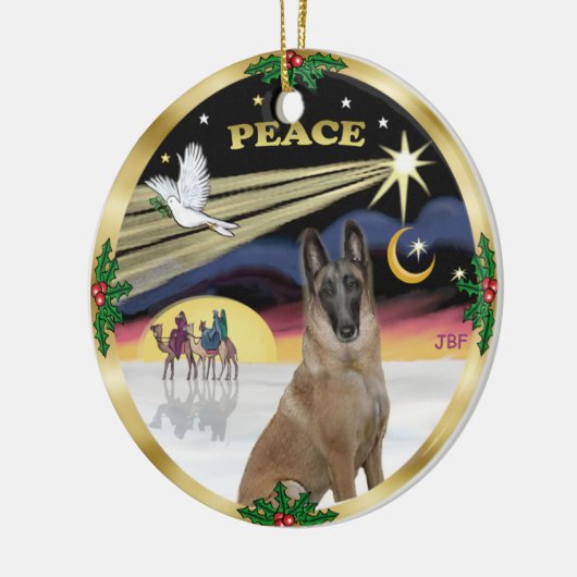 Xmas Dove - Belgische Malinois Keramisch Ornament (Links)