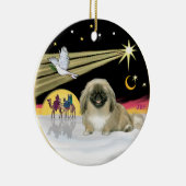 Xmas Dove - Pekinees (zwart masker) Keramisch Ornament (Rechts)