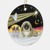 Xmas Dove - Pekinees (zwart masker) Keramisch Ornament (Links)