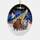 Xmas Dove - Twee cavia's (#2 en #3) Keramisch Ornament (Rechts)