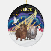 Xmas Dove - Twee cavia's (#2 en #3) Keramisch Ornament (Links)
