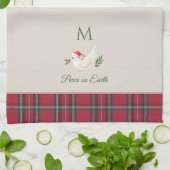 Xmas Dove Vrede op Aarde Custom Monogram Kerstmis Theedoek (Gevouwen)