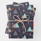 Xmas Drawing Evergreen Pine Trees in sneeuw bij na Inpakpapier Vel (In situ)