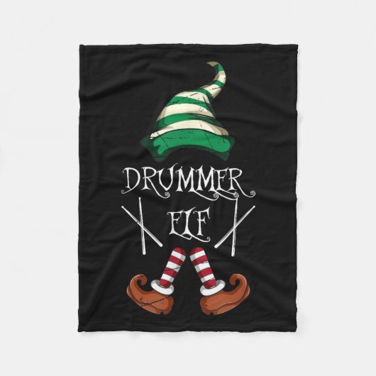 Xmas Drumsticks Music Matching Drummer Elf Pajama Fleece Deken (Voorkant)