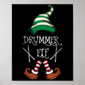 Xmas Drumsticks Music Matching Drummer Elf Pajama  Poster (Voorkant)