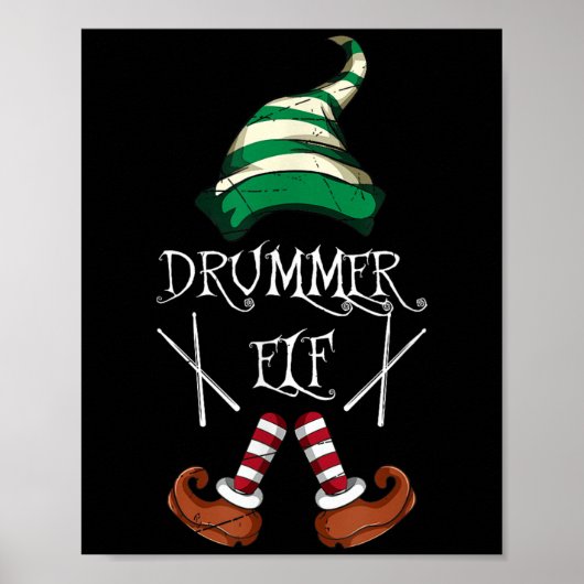 Xmas Drumsticks Music Matching Drummer Elf Pajama  Poster (Voorkant)