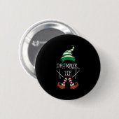 Xmas Drumsticks Music Matching Drummer Elf Pajama Ronde Button 5,7 Cm (Voorkant /achterkant)