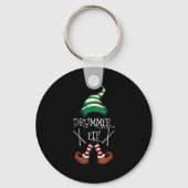 Xmas Drumsticks Music Matching Drummer Elf Pajama Sleutelhanger (Voorkant)