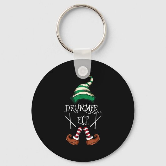 Xmas Drumsticks Music Matching Drummer Elf Pajama Sleutelhanger (Voorkant)