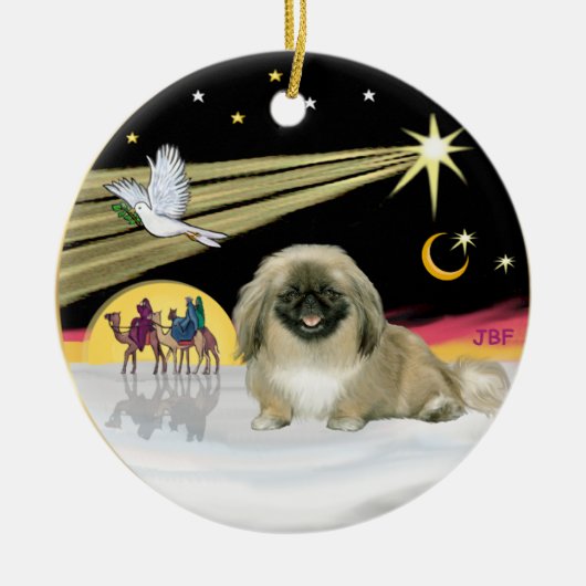 Xmas Duif - Pekingees (zwarte masker) Keramisch Ornament (Voorkant)