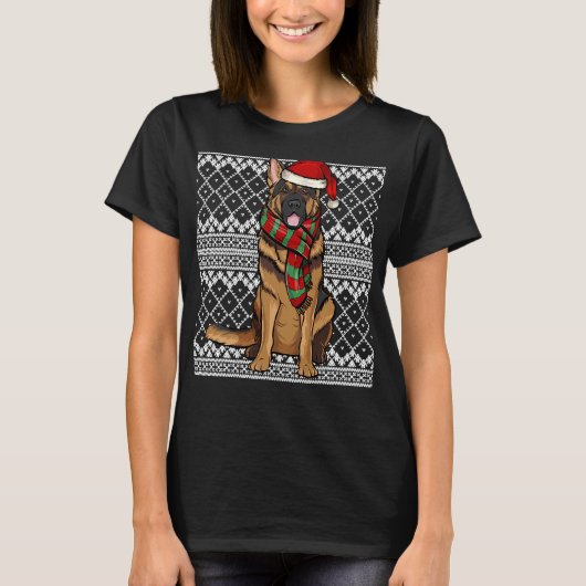 Xmas Duitse Herder Sinterklaas Pet T-shirt (Voorkant)