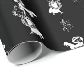  Xmas elegant shopping girl zwart Cadeaupapier (Rol Hoek)