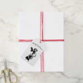  xmas elegant shopping girl zwart wit cadeaulabel (Met Touw)