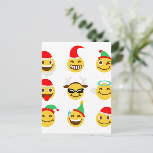 xmas emoji gelukkige gezichten feestdagenkaart (Staand voorkant)